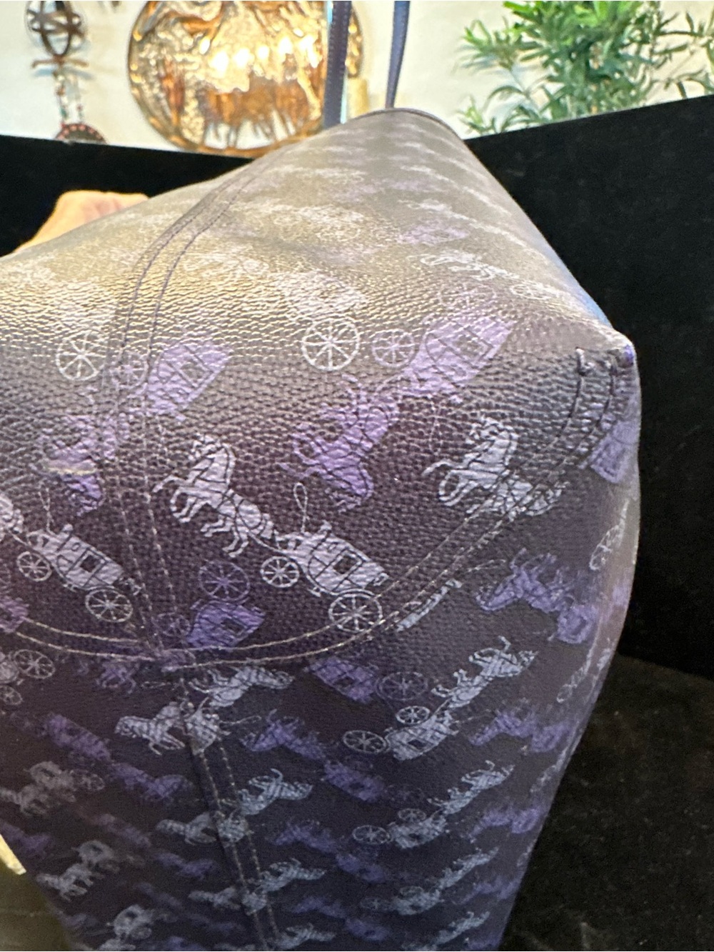 Coach #006 Purple Reversible Signature Horse & Carriage Tote - Picture 7 of 13